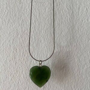 Green Jade Heart Pendant Necklace